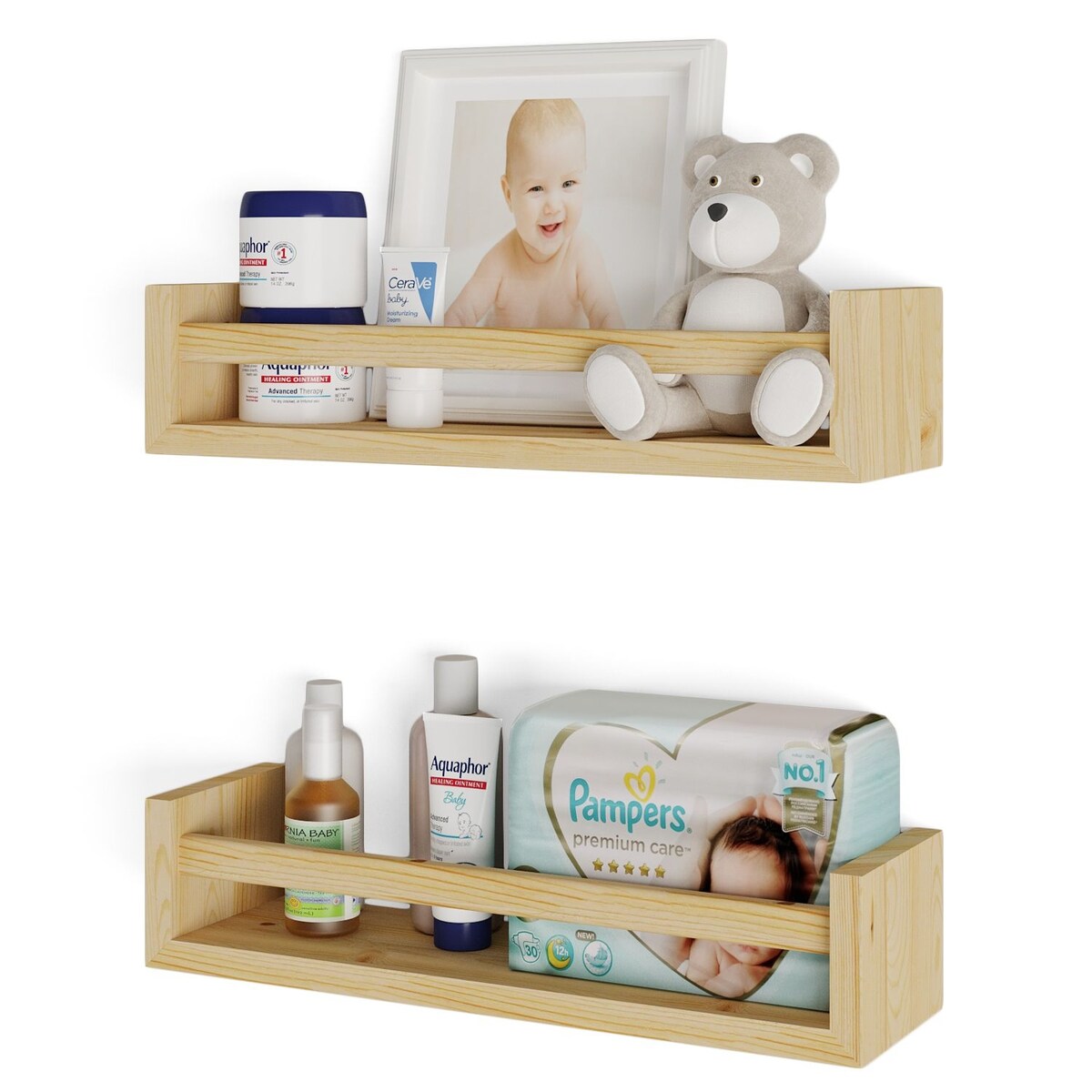 Étagères murales pour enfants Wallniture Elba, rangement pour chambre d'enfant, organisateur de jouets, bibliothèque en bois, lot de 2 - N/A
