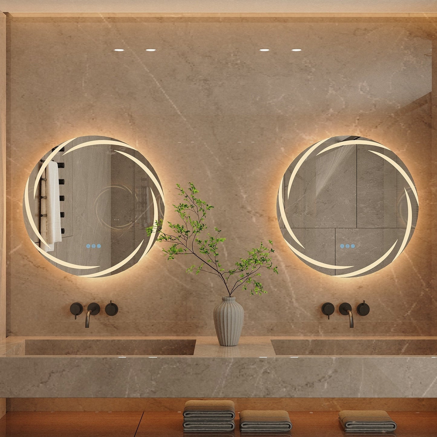 Miroir de salle de bain tactile à LED étanche, antibuée, à intensité variable
