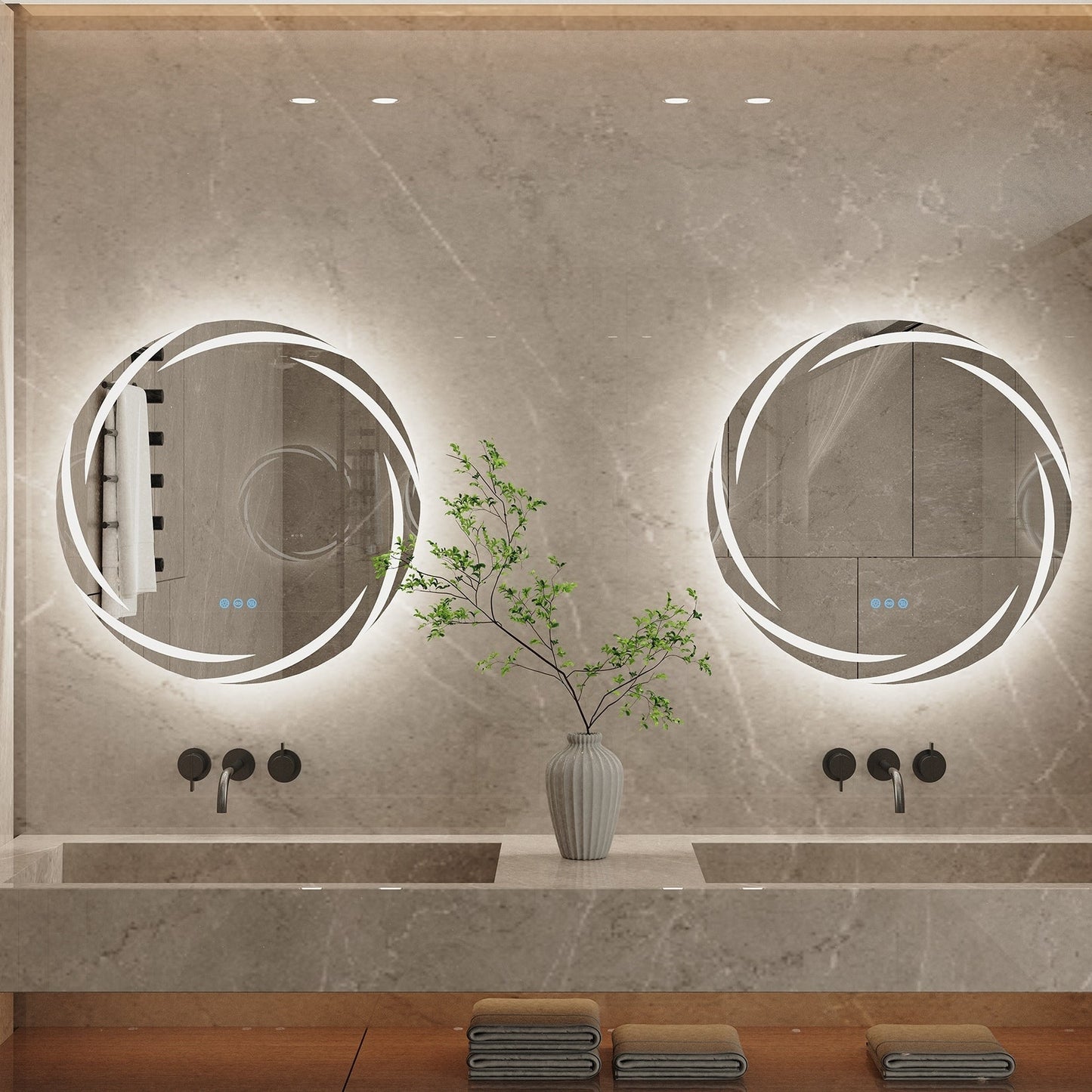 Miroir de salle de bain tactile à LED étanche, antibuée, à intensité variable