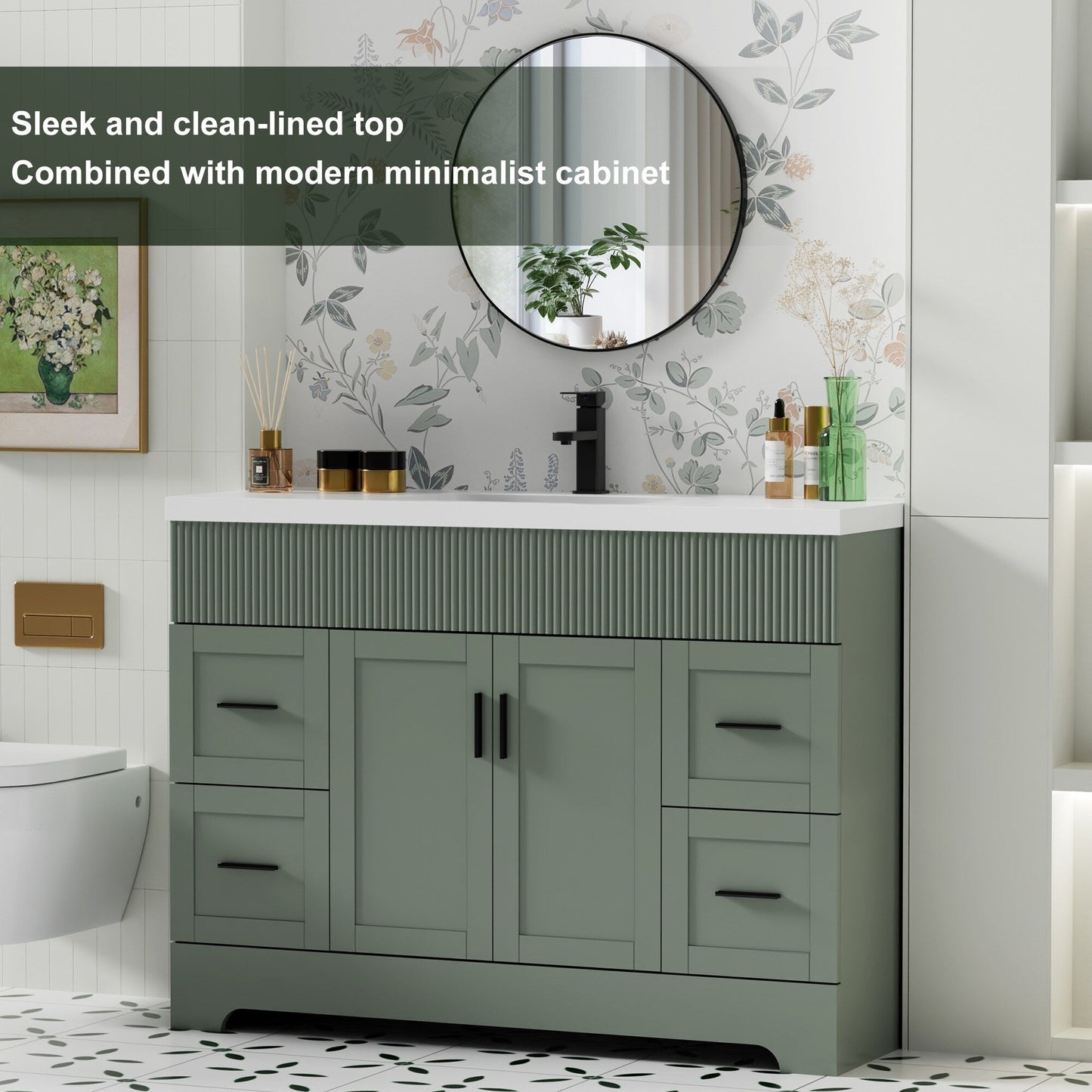 Ensemble de meuble-lavabo Wavy Line 30/36/48 avec lavabo et robinet