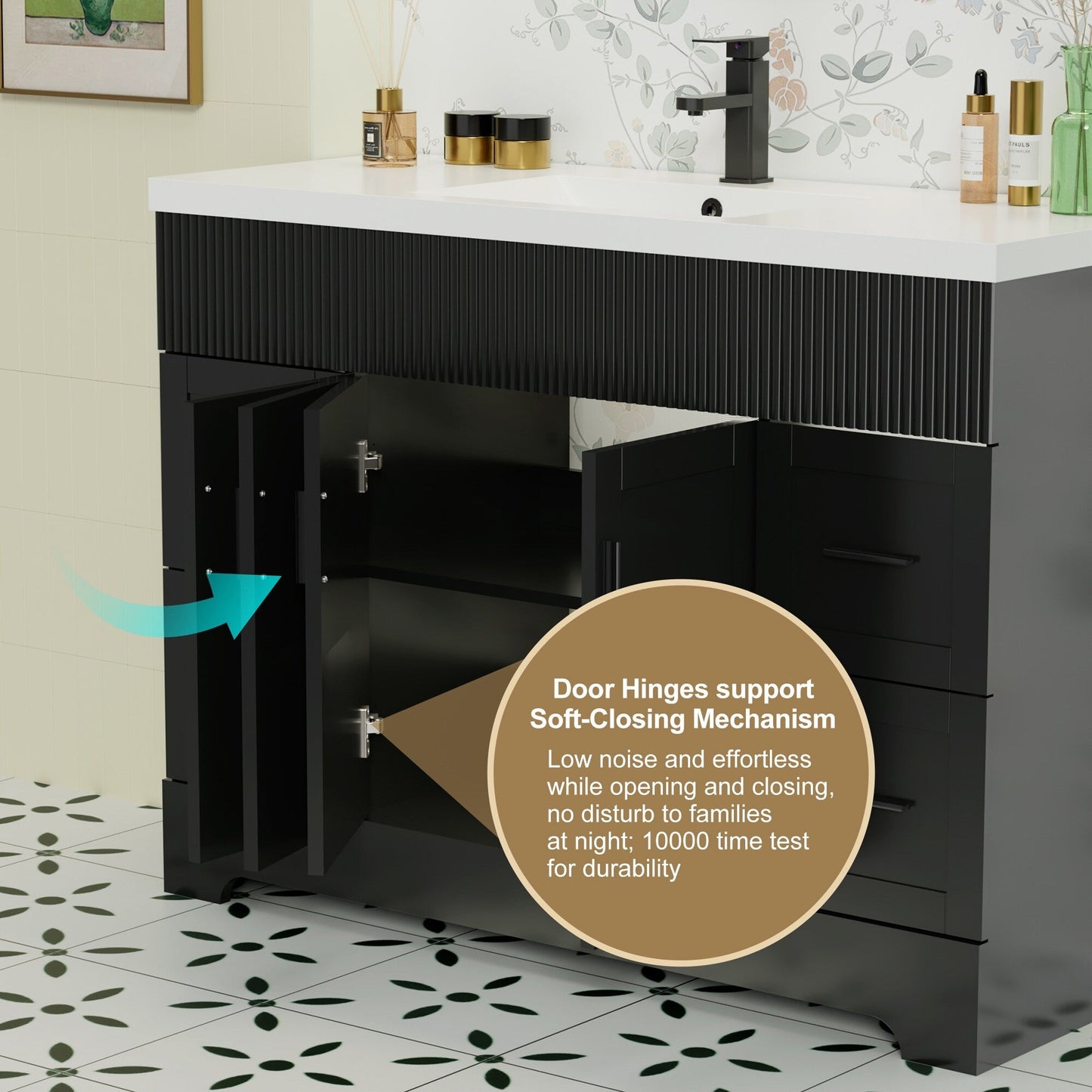 Ensemble de meuble-lavabo Wavy Line 30/36/48 avec lavabo et robinet