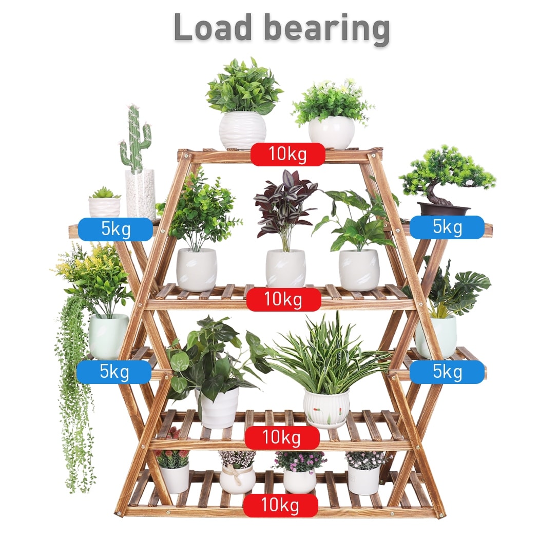 Grand support de jardin en bois pour plantes d'intérieur et d'extérieur, échelle, étagères
