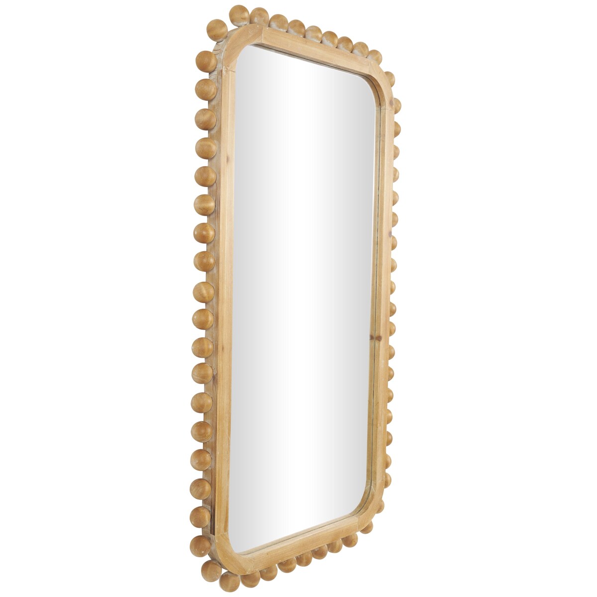 Miroir mural en bois avec cadre perlé - Marron - Roche River Decor
