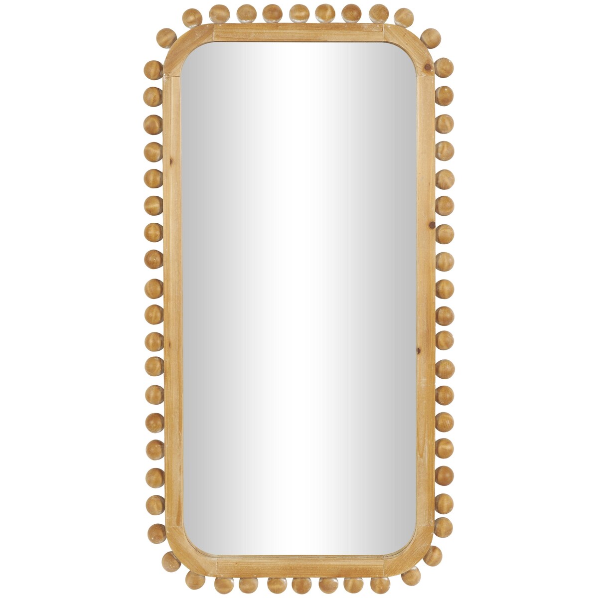 Miroir mural en bois avec cadre perlé - Marron - Roche River Decor