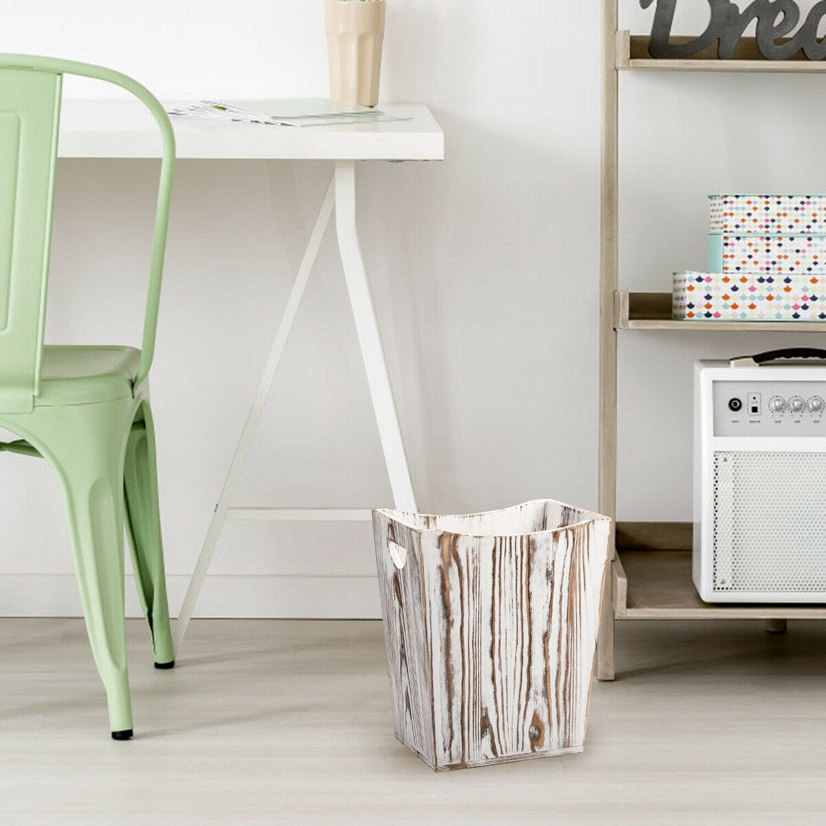 Poubelle en bois, corbeille à papier de style ferme rustique