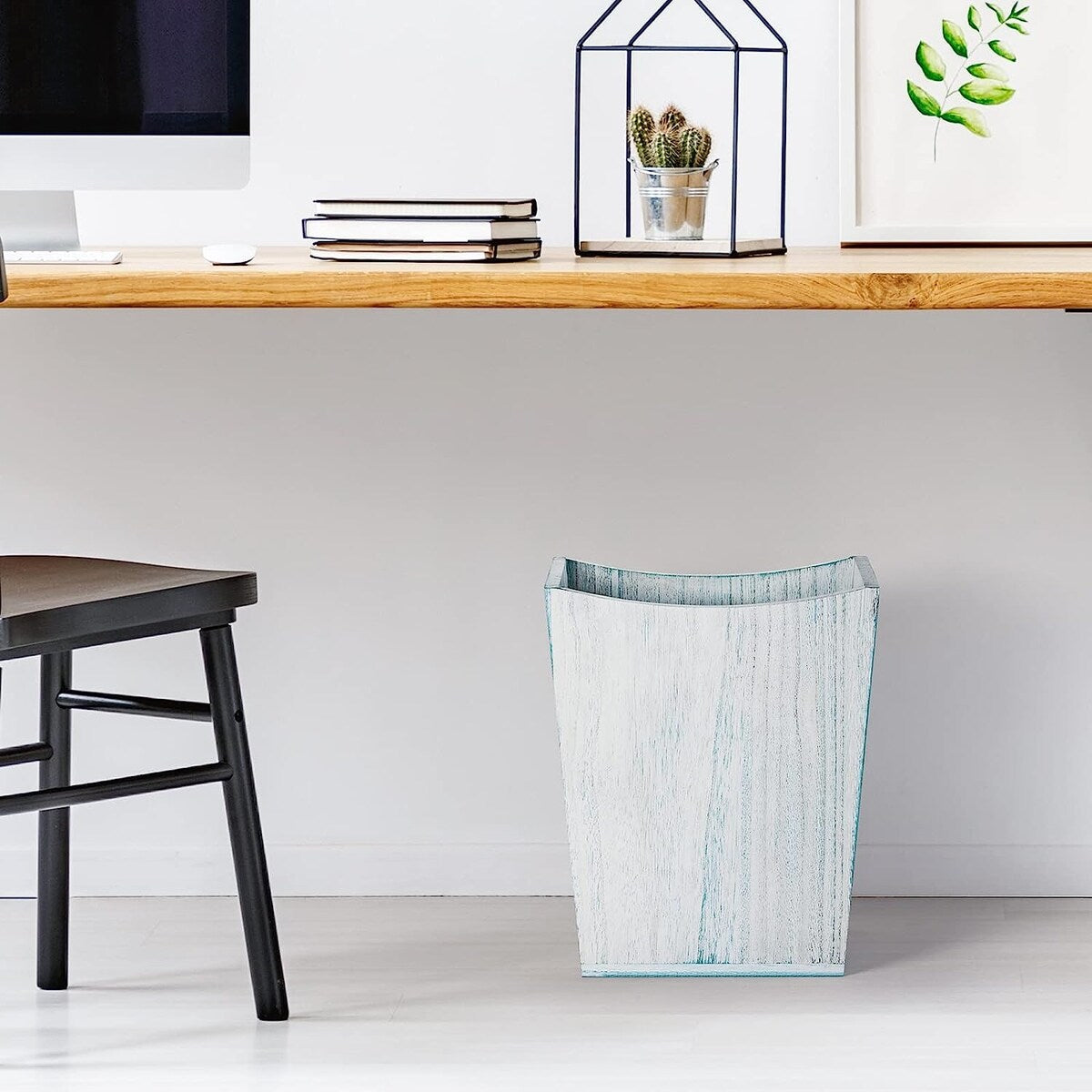 Poubelle en bois, corbeille à papier de style ferme rustique