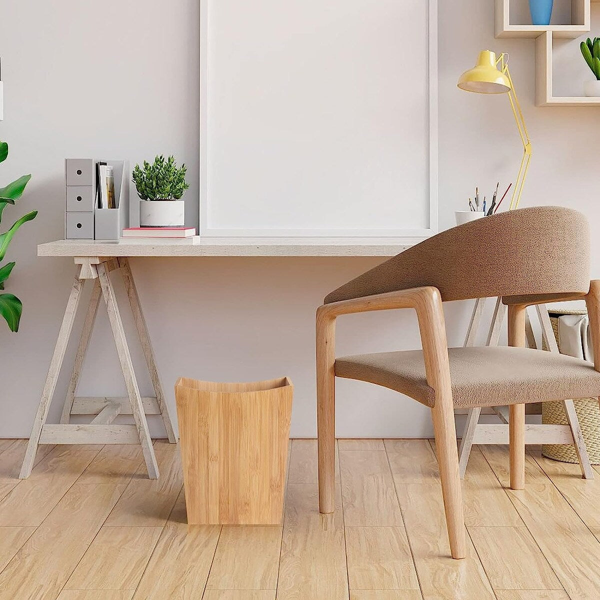 Poubelle en bois, corbeille à papier de style ferme rustique