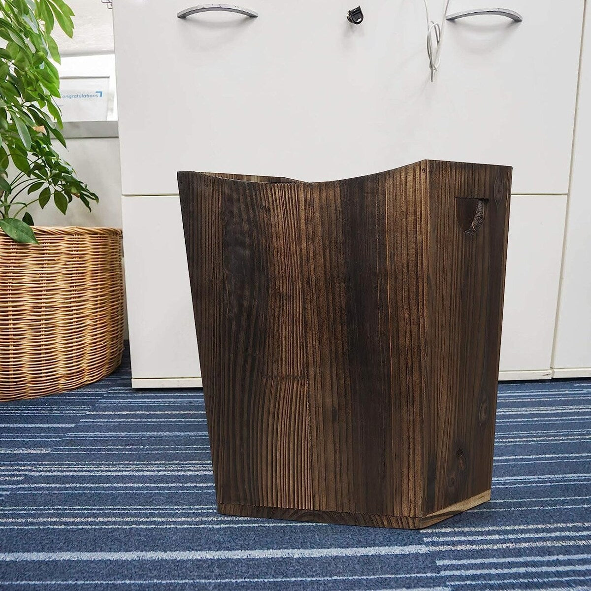 Poubelle en bois, corbeille à papier de style ferme rustique