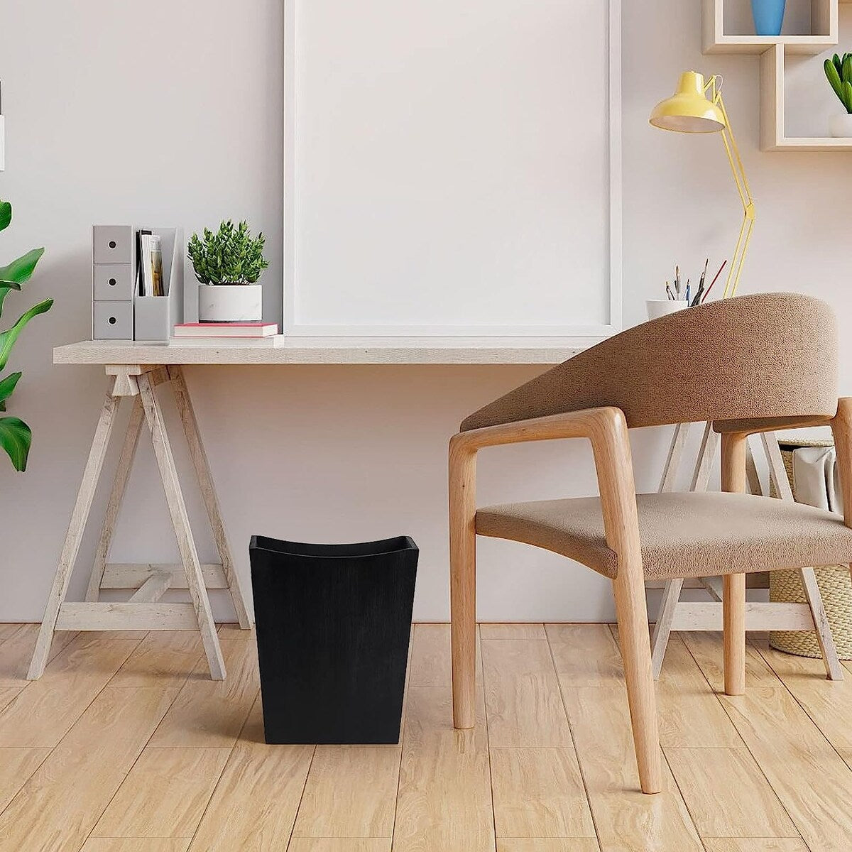 Poubelle en bois, corbeille à papier de style ferme rustique