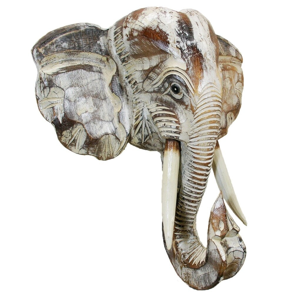 Décoration murale en bois en forme de tête d'éléphant