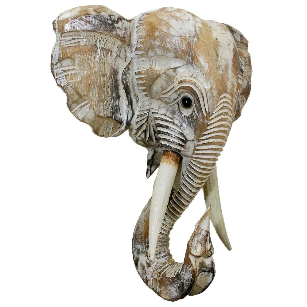 Décoration murale en bois en forme de tête d'éléphant