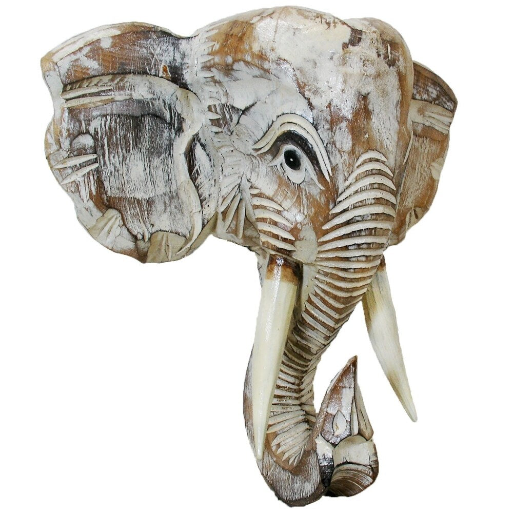 Décoration murale en bois en forme de tête d'éléphant