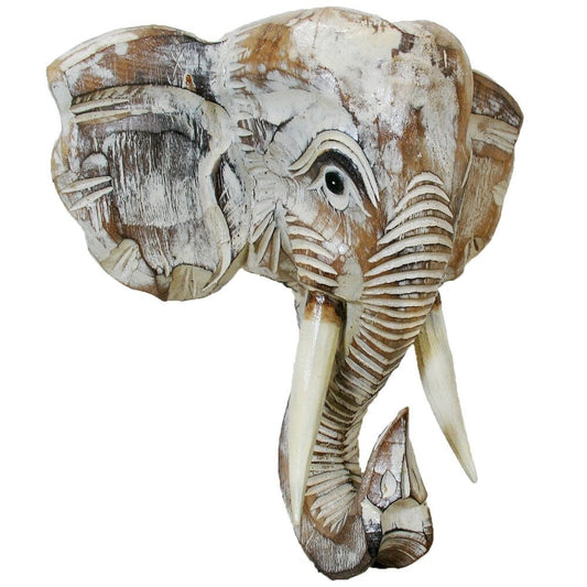 Décoration murale en bois en forme de tête d'éléphant