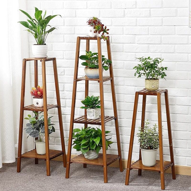 Support de fleurs en bois, cadre pour plantes, étagère à pots à plusieurs niveaux pour balcon
