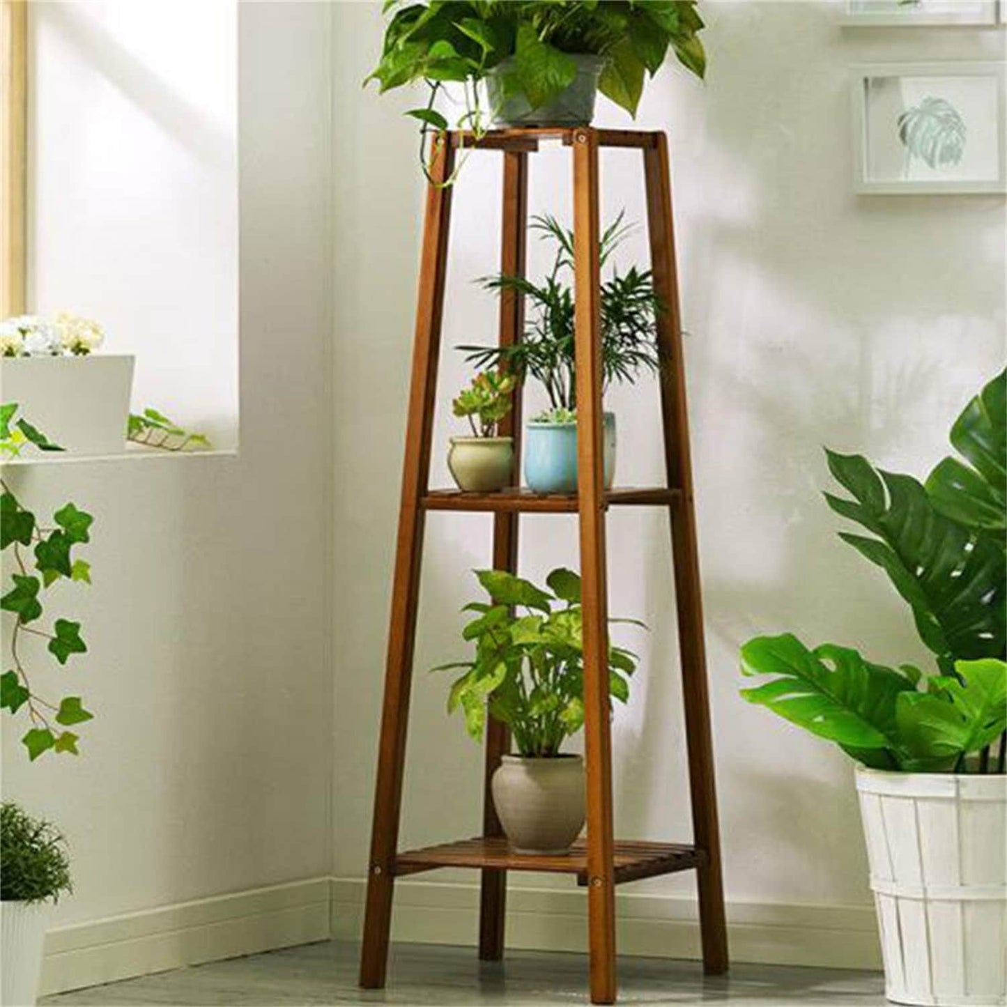 Support de fleurs en bois, cadre pour plantes, étagère à pots à plusieurs niveaux pour balcon