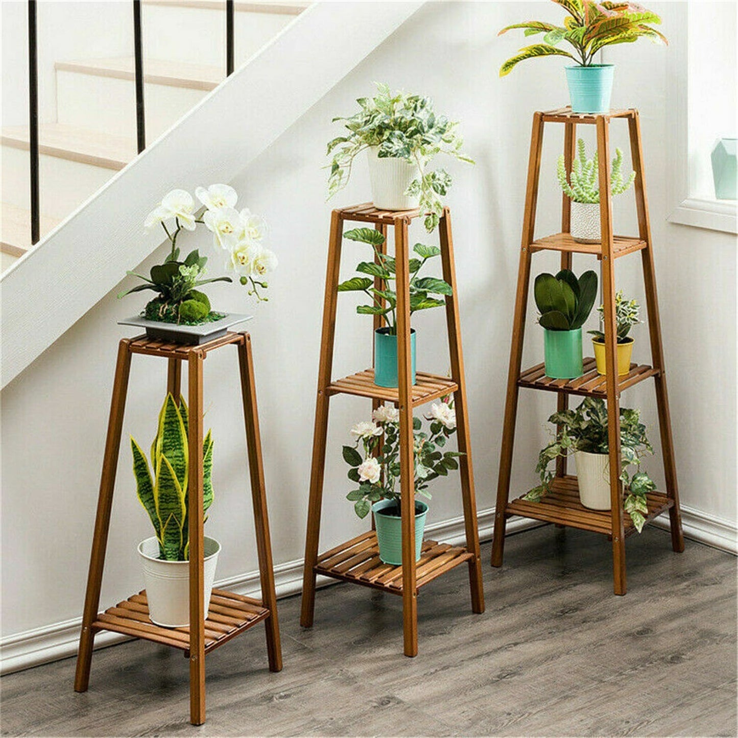 Support de fleurs en bois, cadre pour plantes, étagère à pots à plusieurs niveaux pour balcon