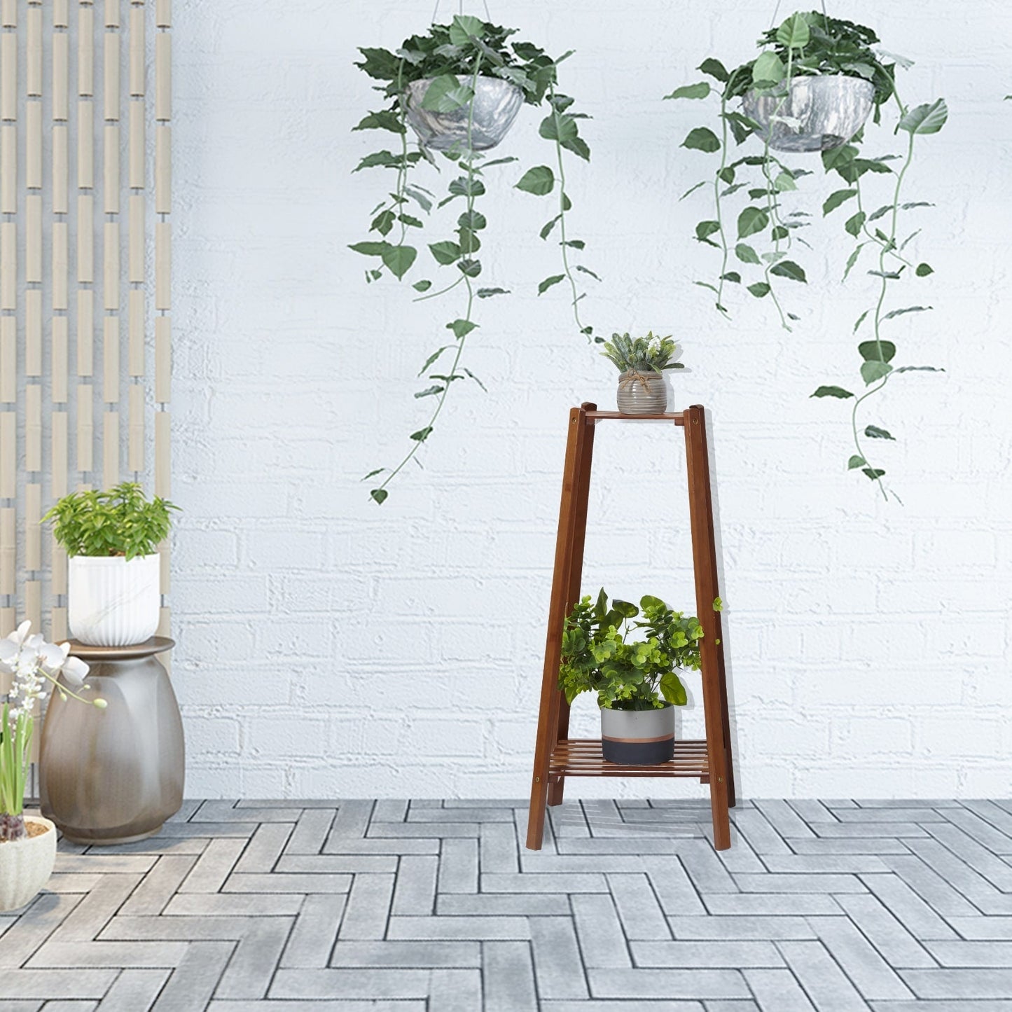 Support de fleurs en bois, cadre pour plantes, étagère à pots à plusieurs niveaux pour balcon