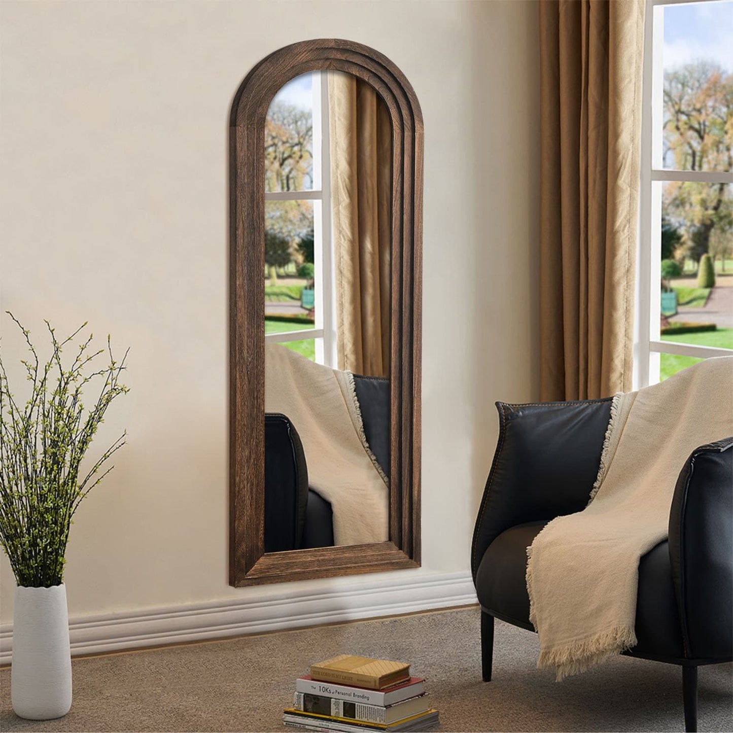 Miroir mural en bois de style échelle - 64 x 21