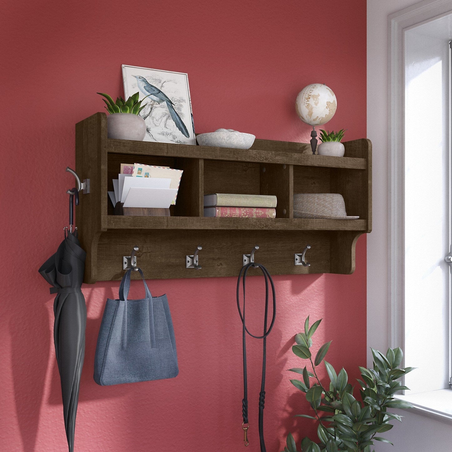 Porte-manteau mural Woodland 40 W avec étagère par Bush Furniture