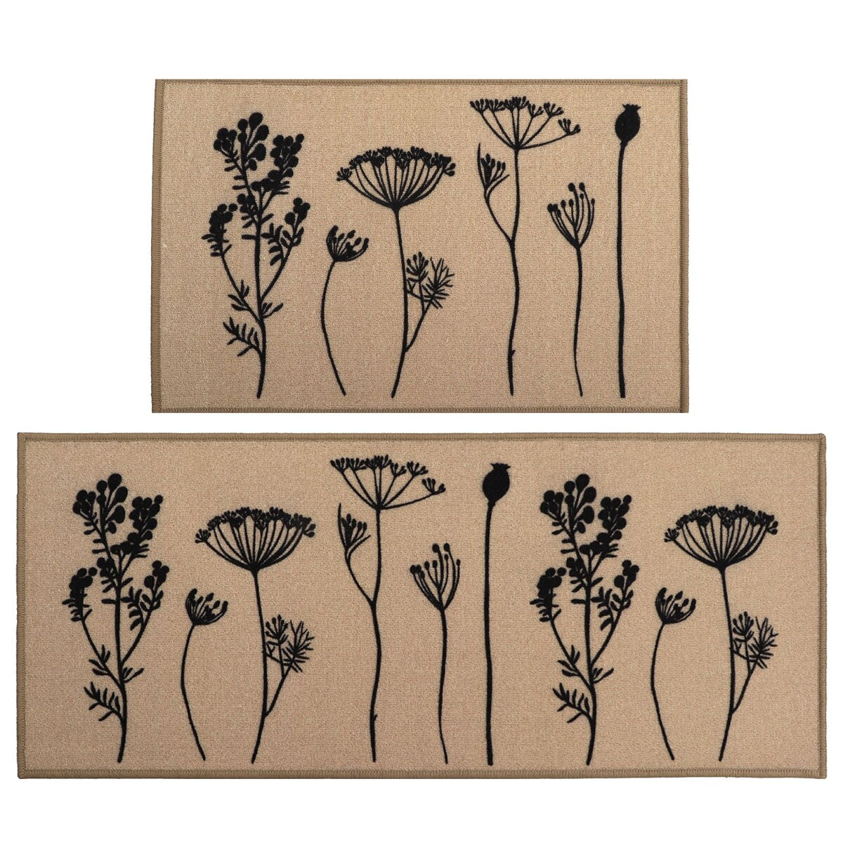 Tapis de cuisine ou de couloir effet laine à motifs de fleurs sauvages