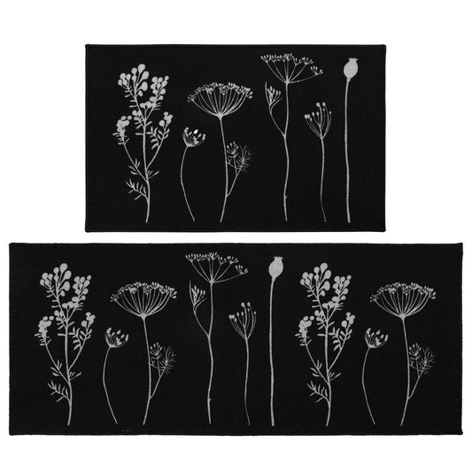 Tapis de cuisine ou de couloir effet laine à motifs de fleurs sauvages