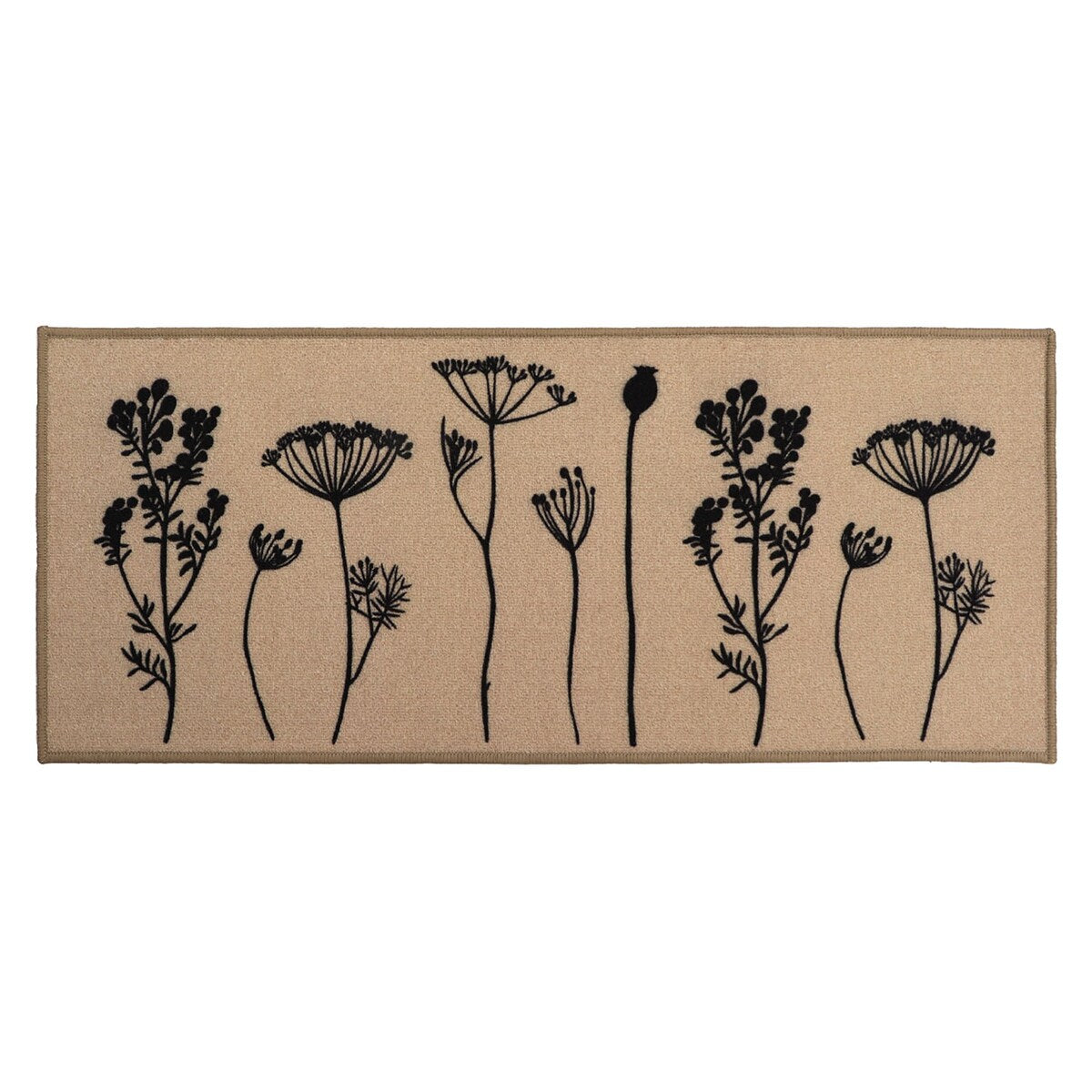 Tapis de cuisine ou de couloir effet laine à motifs de fleurs sauvages
