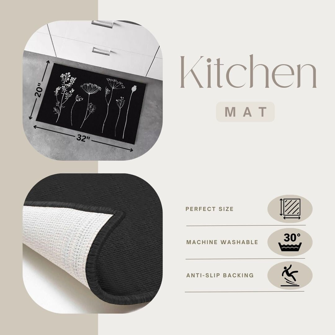 Tapis de cuisine ou de couloir effet laine à motifs de fleurs sauvages