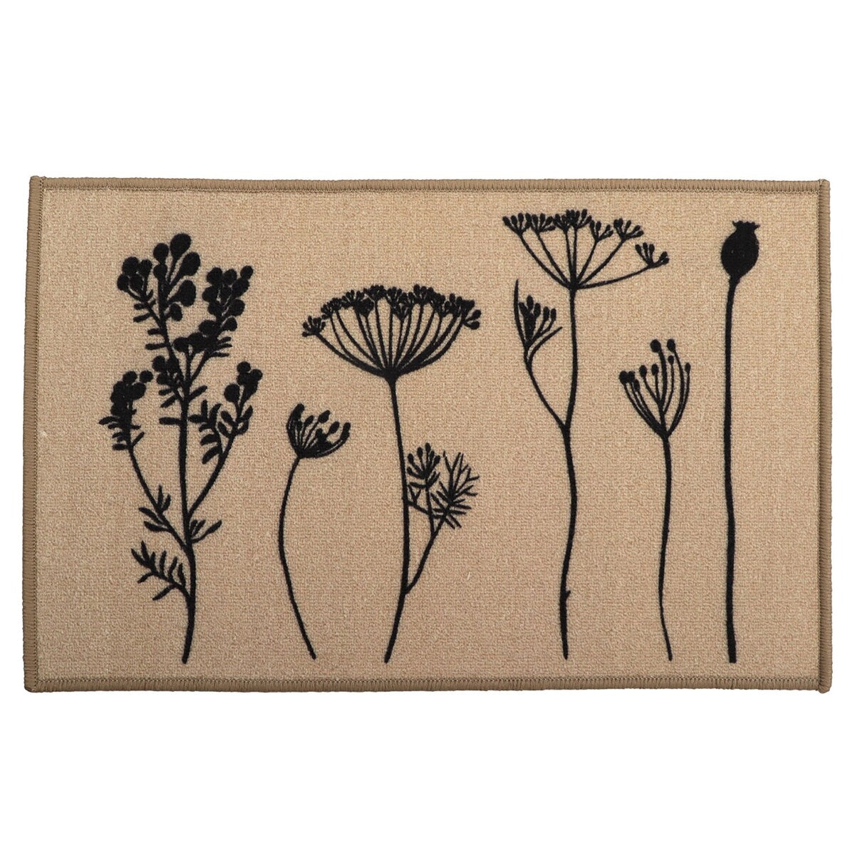 Tapis de cuisine ou de couloir effet laine à motifs de fleurs sauvages