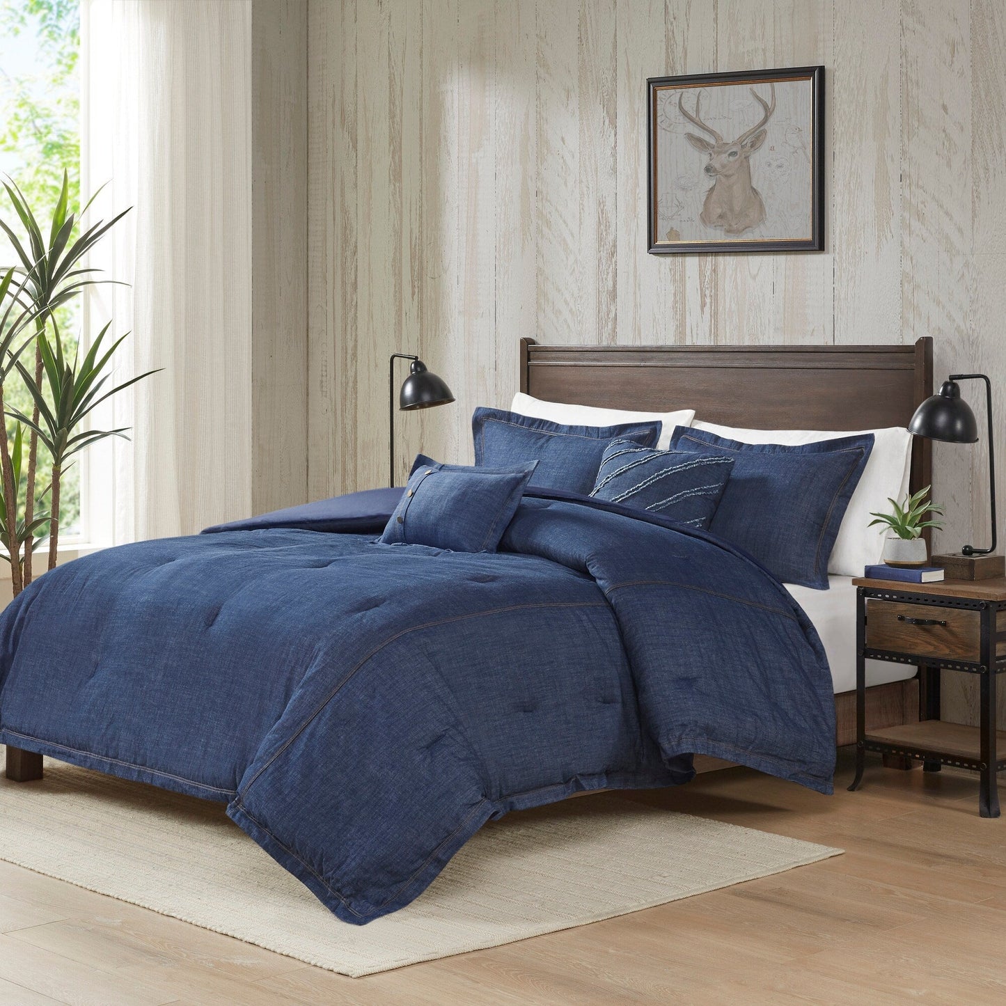 Parure de lit en denim surdimensionnée et rembourrée Woolrich Perry Blue