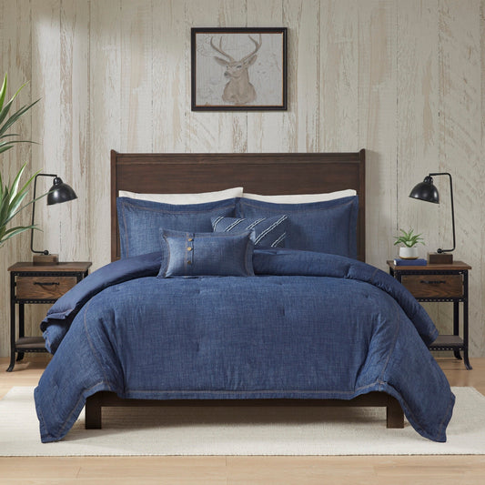 Parure de lit en denim surdimensionnée et rembourrée Woolrich Perry Blue