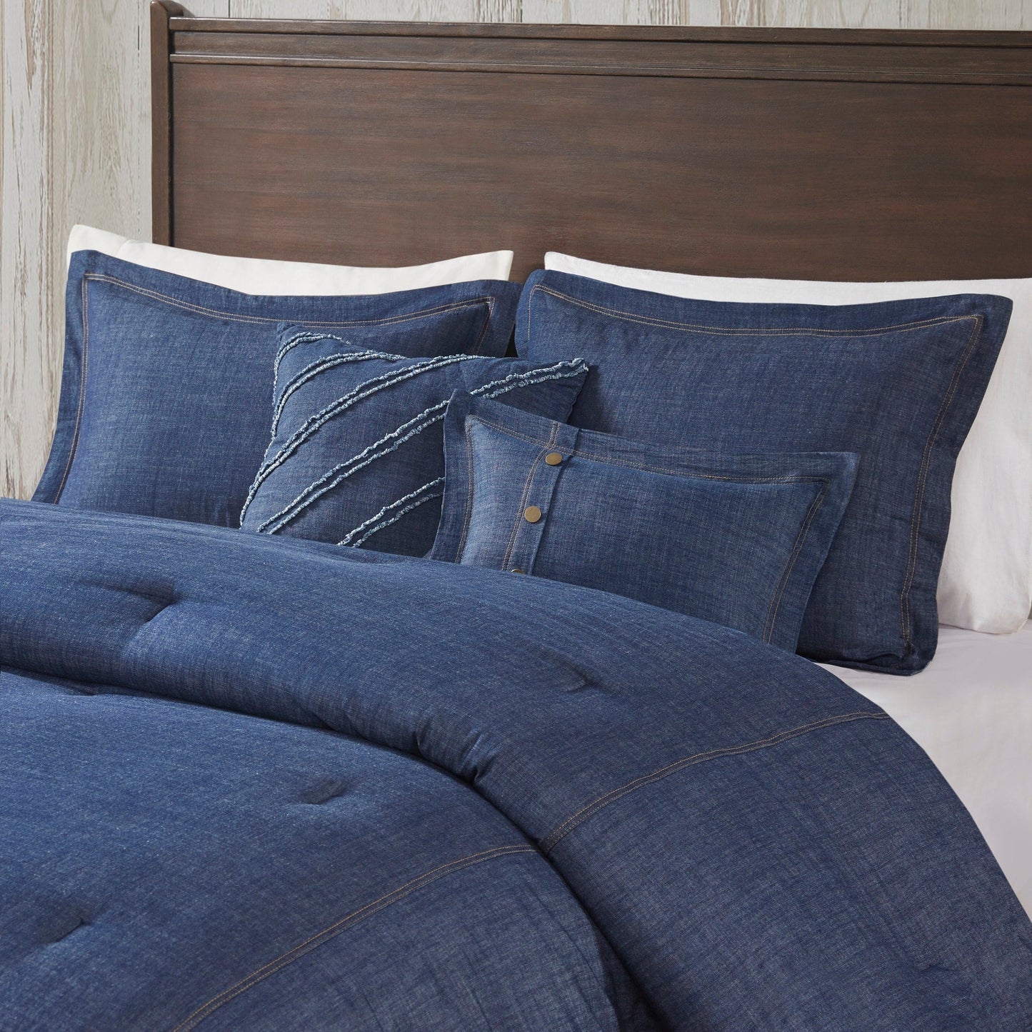 Parure de lit en denim surdimensionnée et rembourrée Woolrich Perry Blue