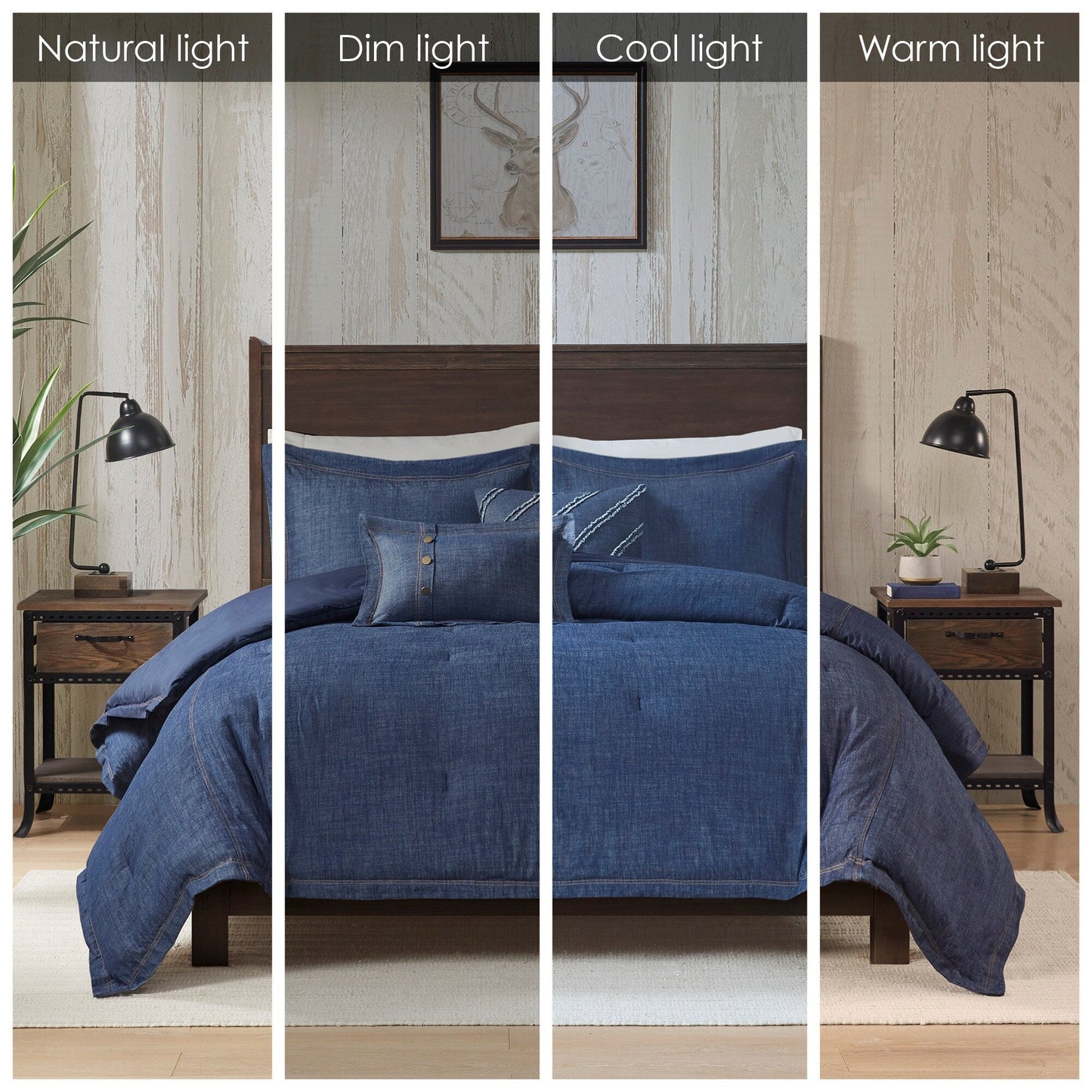 Parure de lit en denim surdimensionnée et rembourrée Woolrich Perry Blue