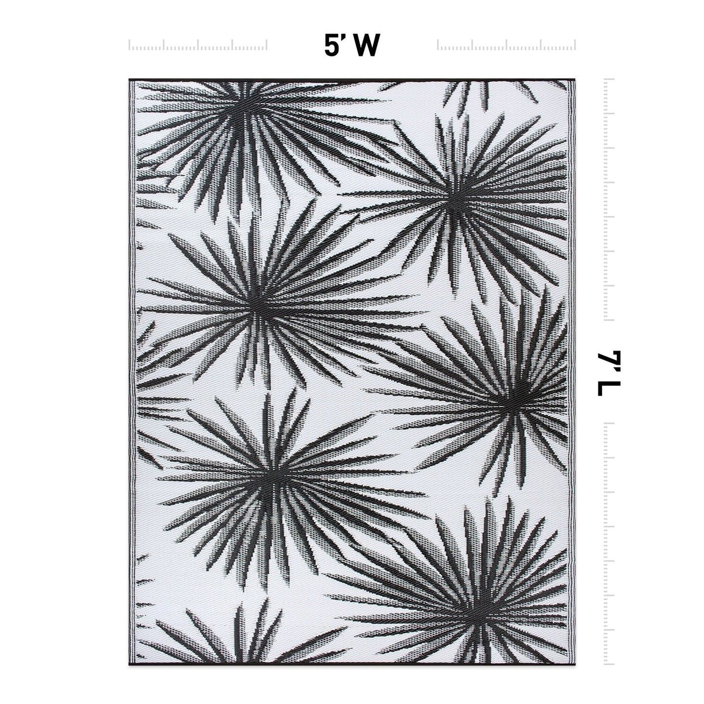 Tapis d'extérieur réversibles en plastique recyclé à motif floral tropical de la World Rug Gallery