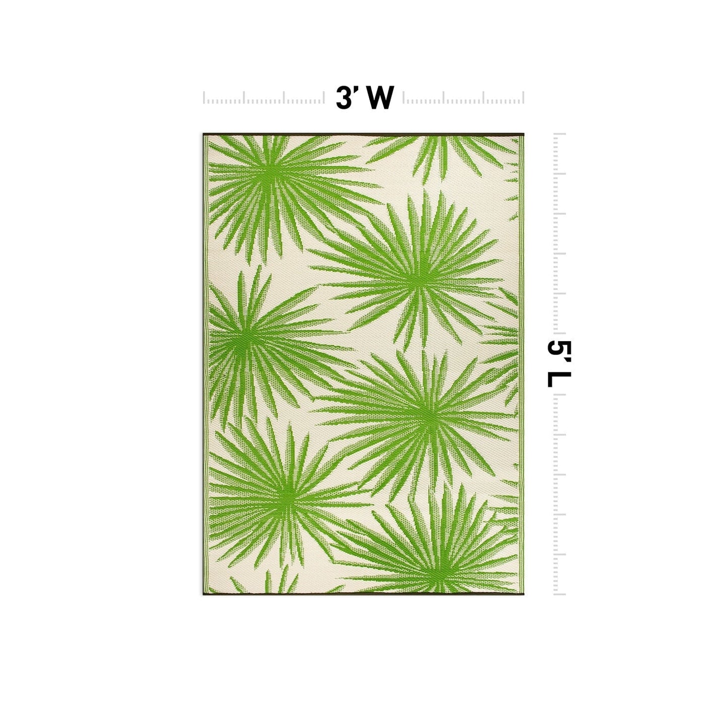 Tapis d'extérieur réversibles en plastique recyclé à motif floral tropical de la World Rug Gallery