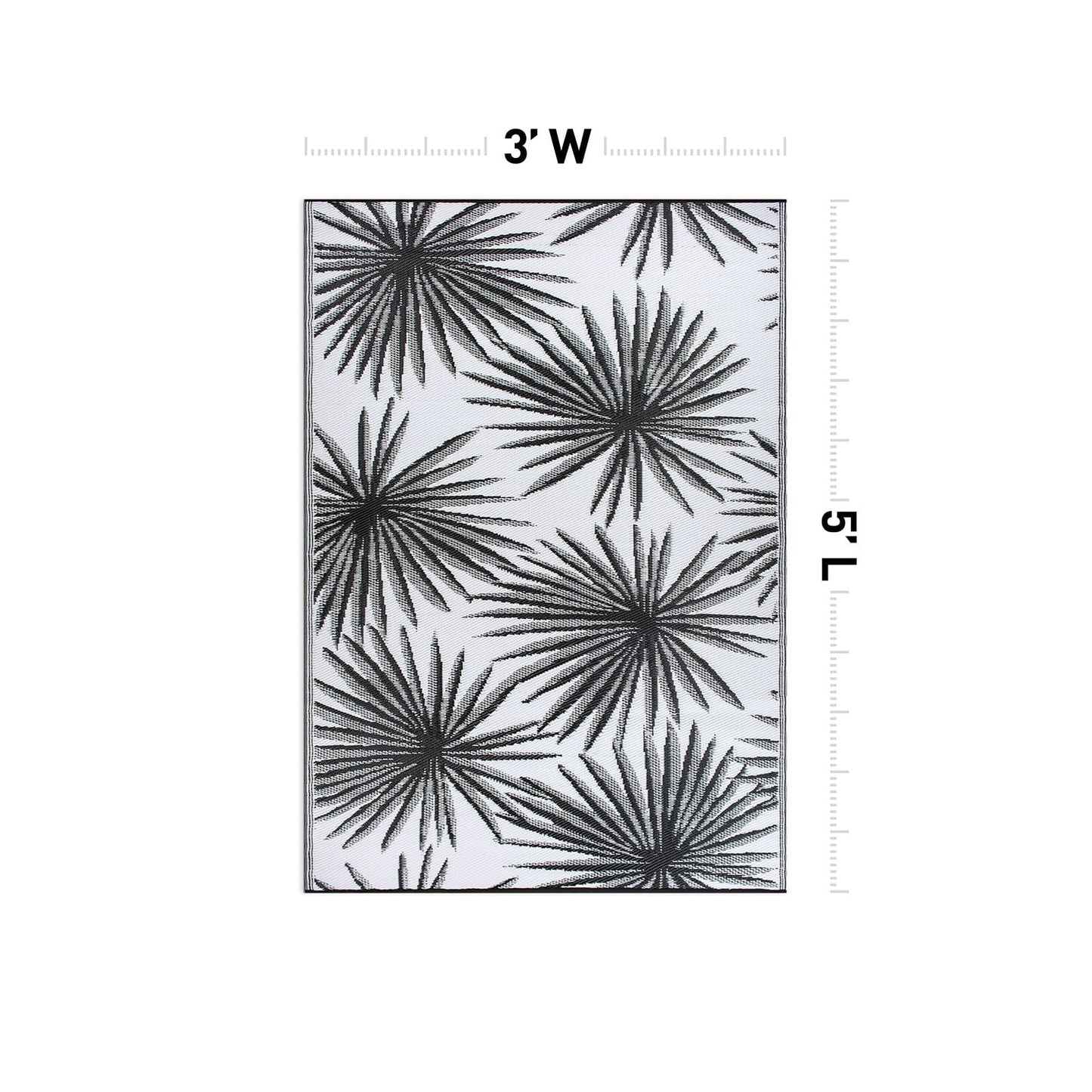 Tapis d'extérieur réversibles en plastique recyclé à motif floral tropical de la World Rug Gallery