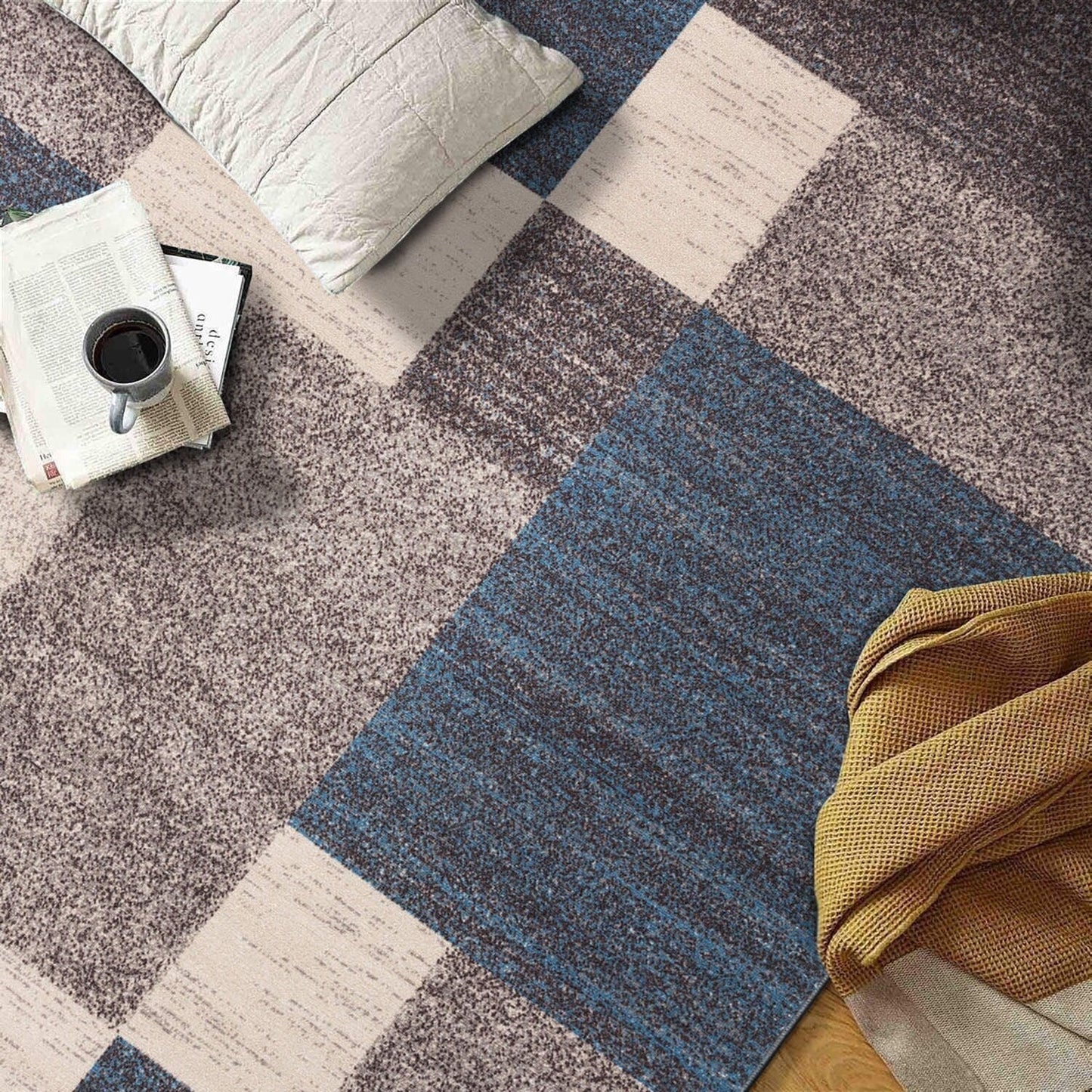 Tapis antidérapant au design moderne de boîtes de la World Rug Gallery