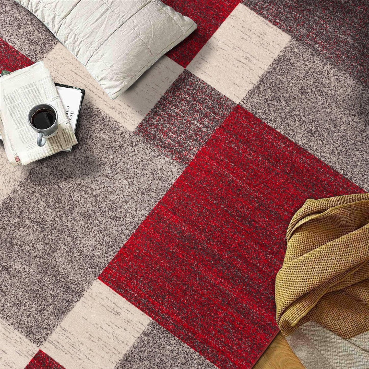 Tapis antidérapant au design moderne de boîtes de la World Rug Gallery