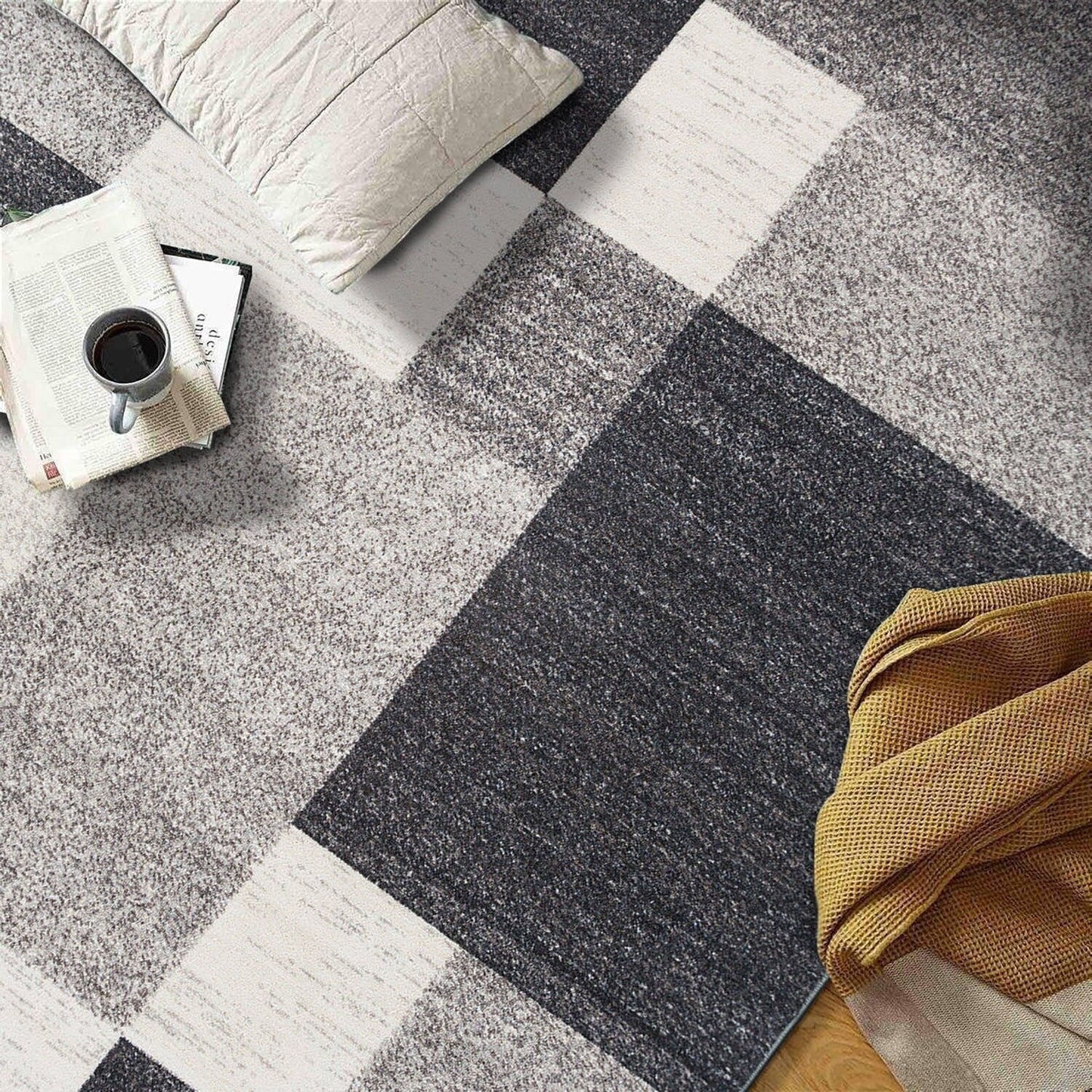 Tapis antidérapant au design moderne de boîtes de la World Rug Gallery