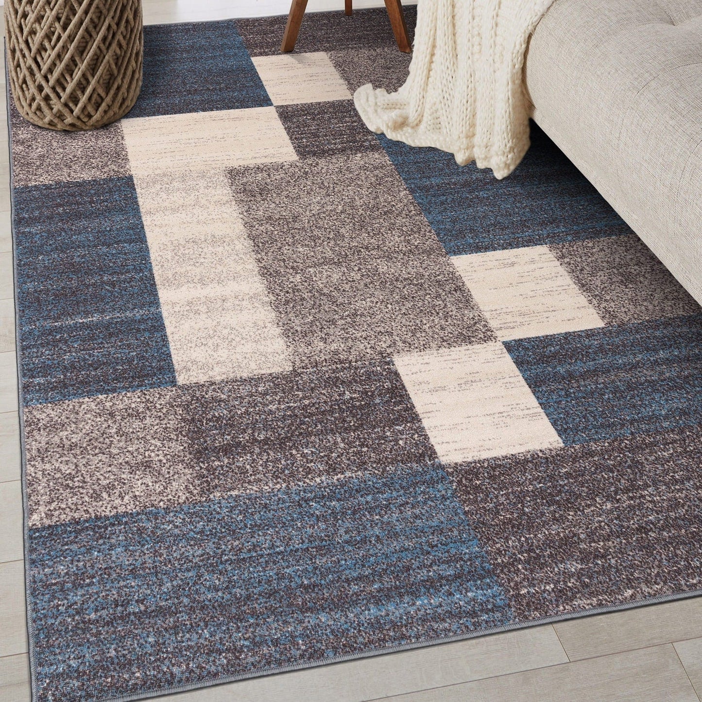 Tapis antidérapant au design moderne de boîtes de la World Rug Gallery