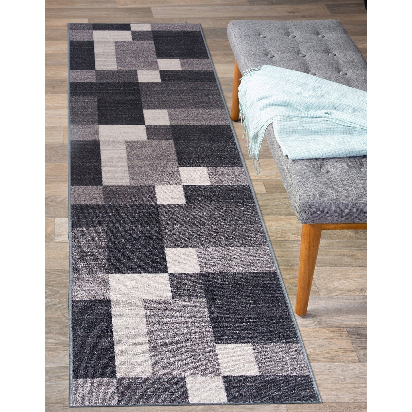 Tapis antidérapant au design moderne de boîtes de la World Rug Gallery
