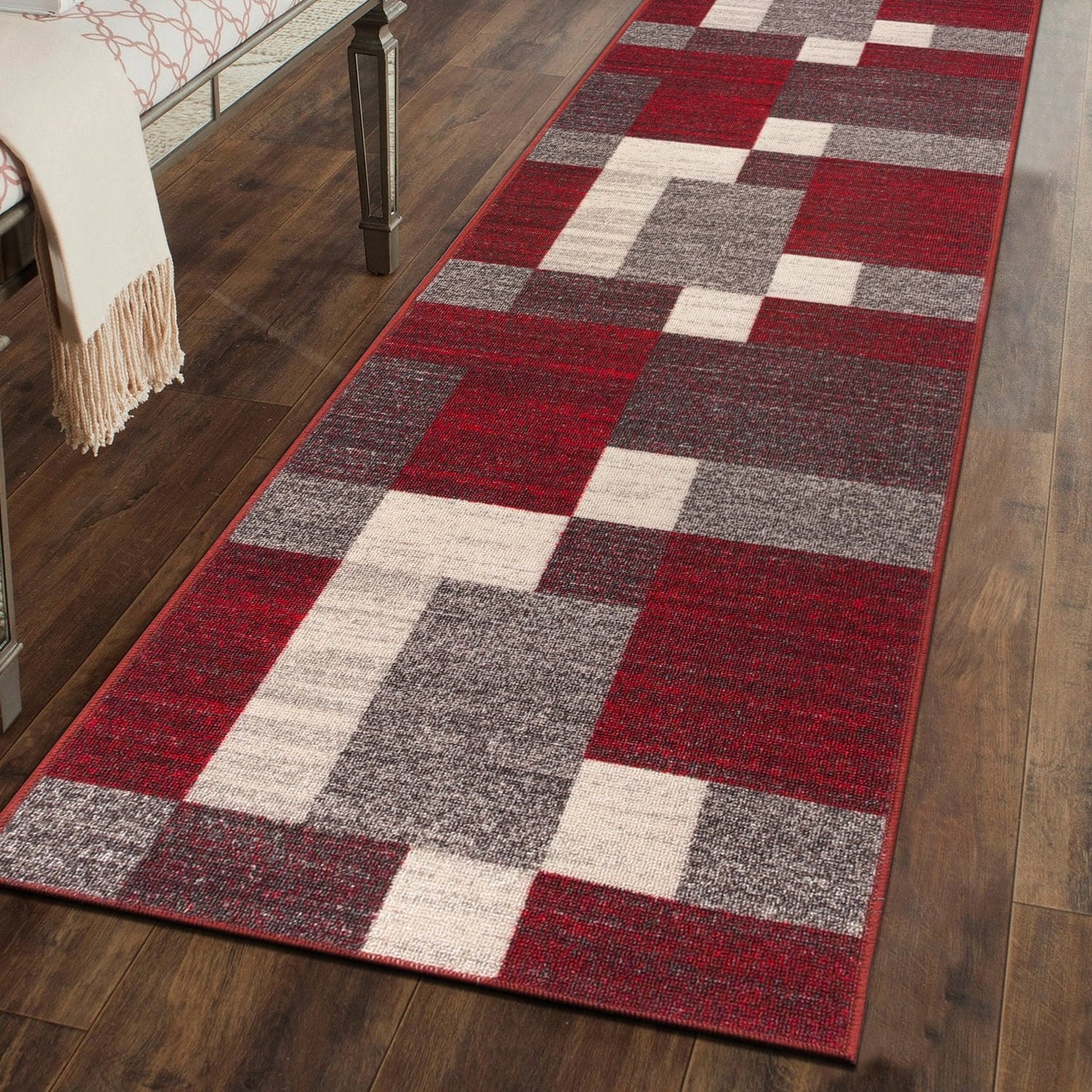 Tapis antidérapant au design moderne de boîtes de la World Rug Gallery