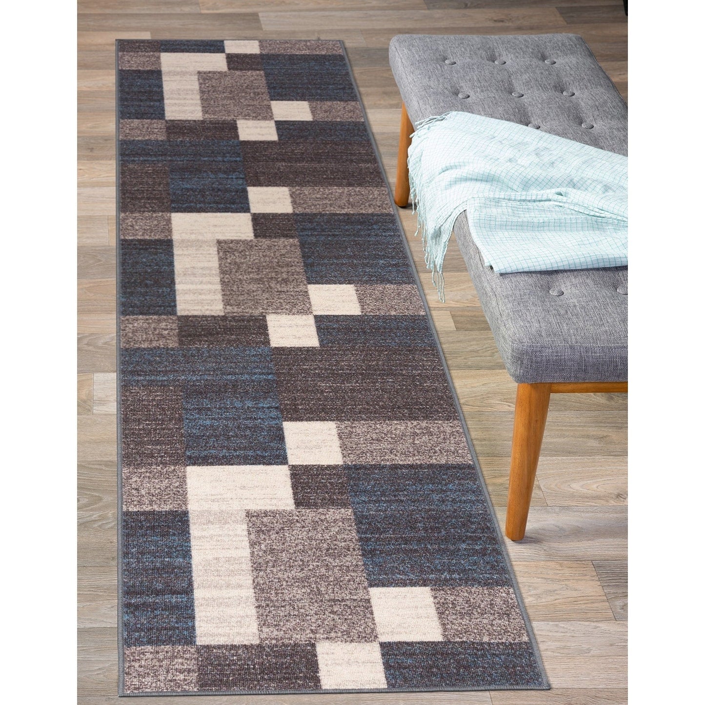 Tapis antidérapant au design moderne de boîtes de la World Rug Gallery