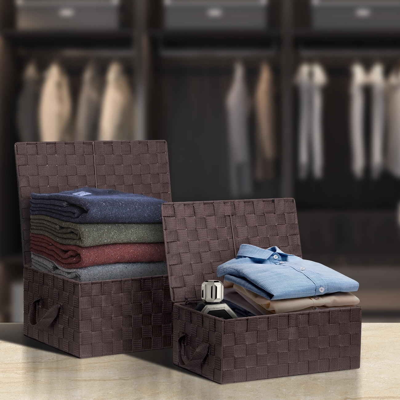 Ensemble de paniers de rangement tissés - N/A