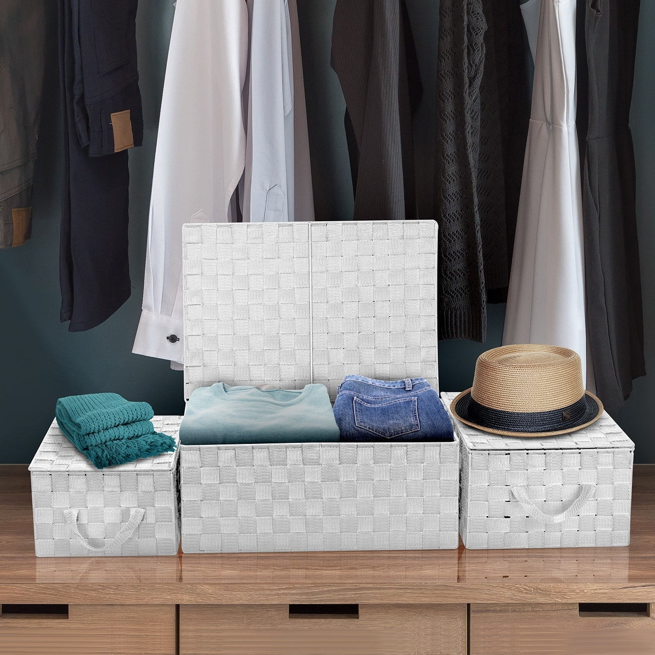 Ensemble de paniers de rangement tissés - N/A