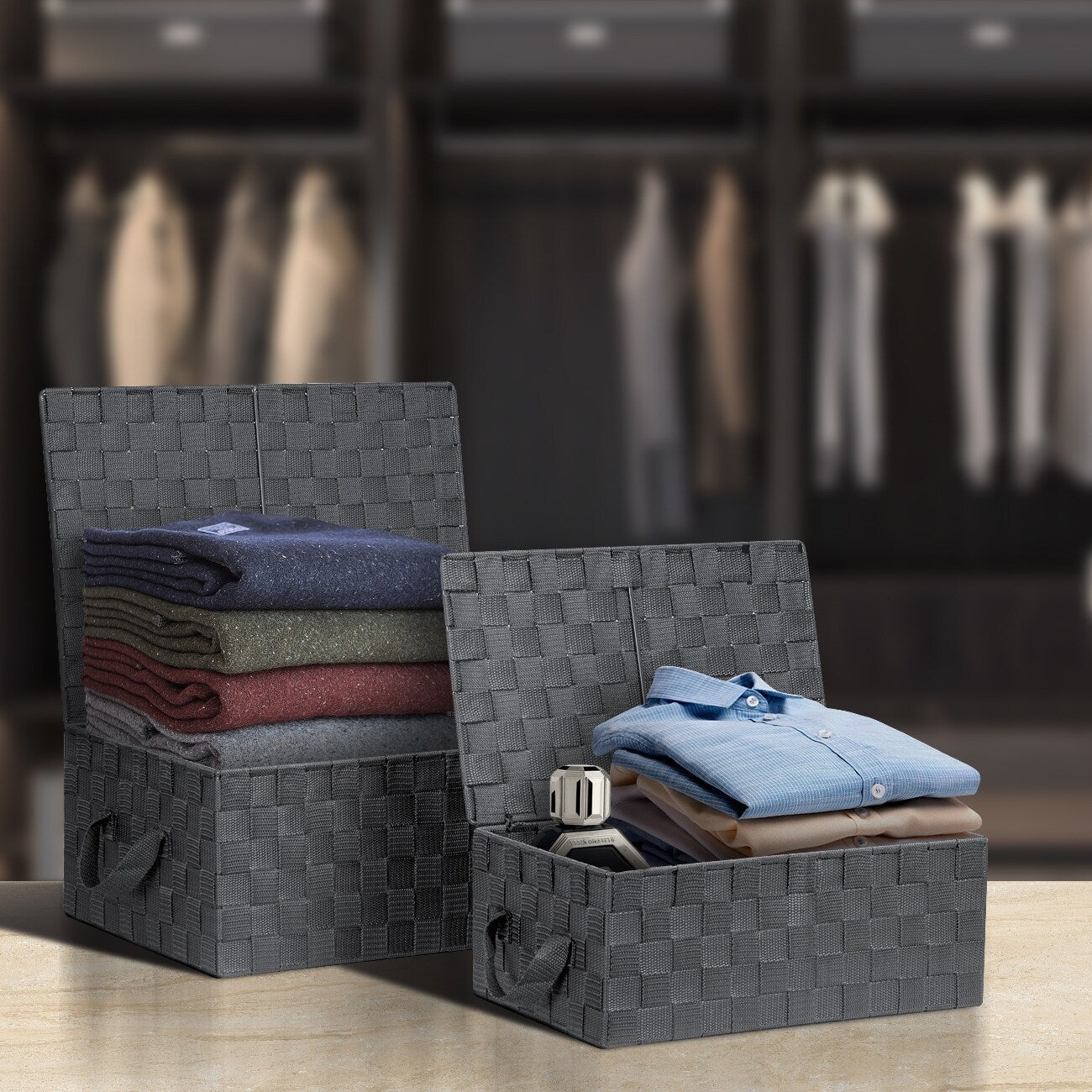 Ensemble de paniers de rangement tissés - N/A