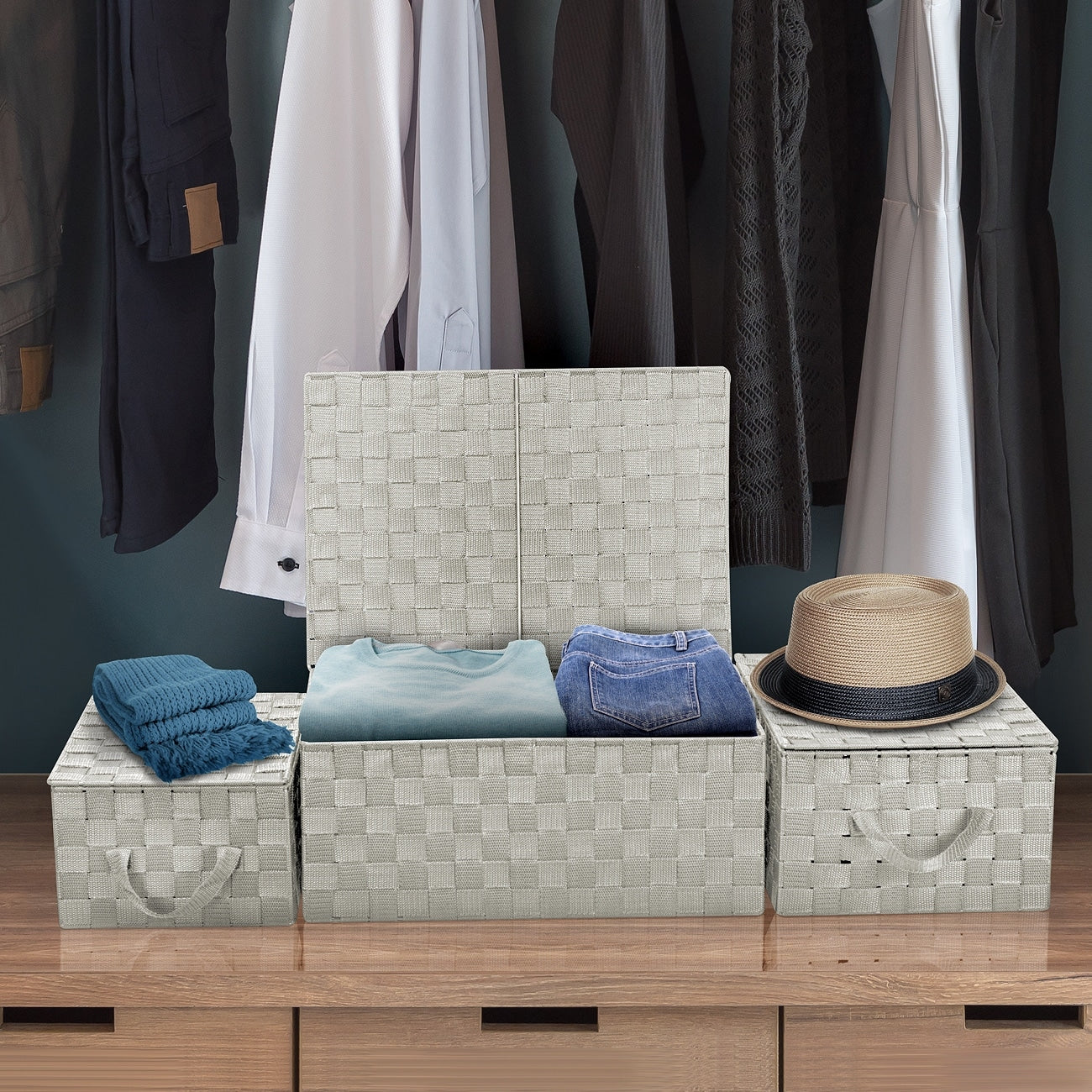 Ensemble de paniers de rangement tissés - N/A