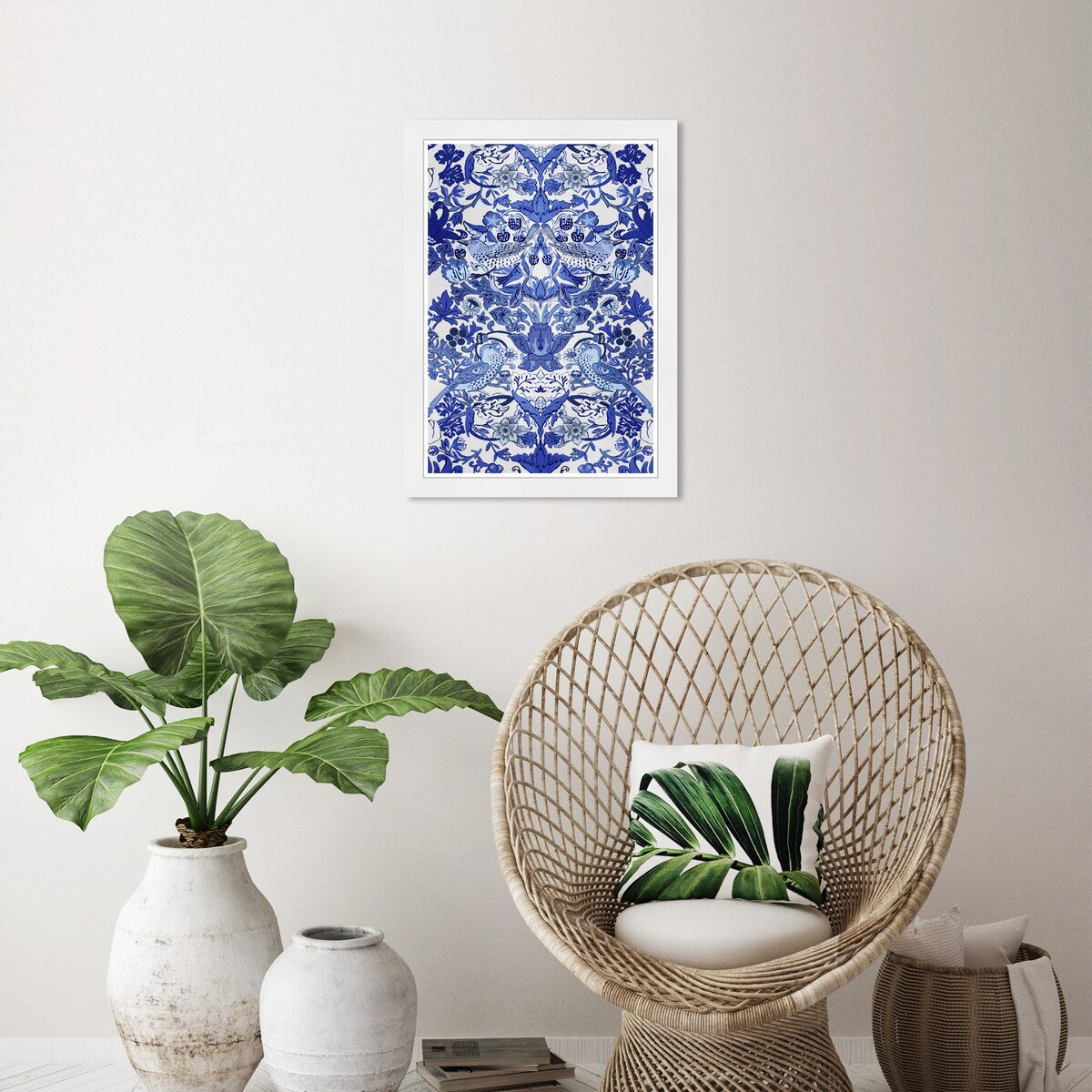 Impressions d'art chinoises tropicales encadrées bleues du Wynwood Studio Tropical Collage