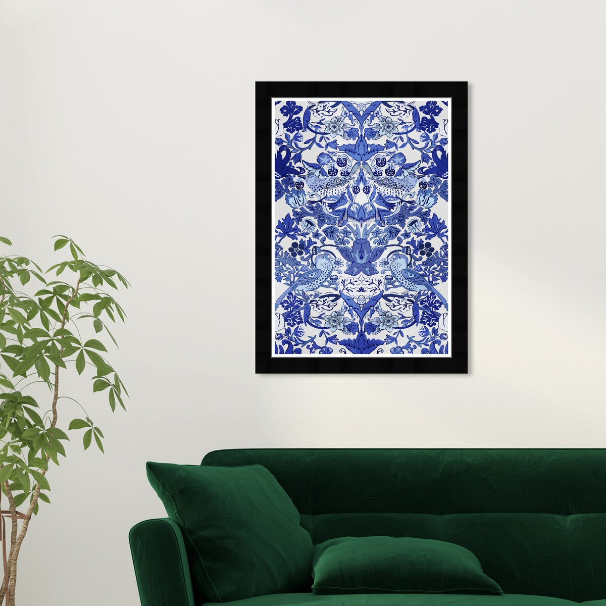 Impressions d'art chinoises tropicales encadrées bleues du Wynwood Studio Tropical Collage