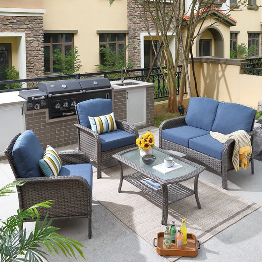Ensemble de conversation de 4 pièces pour patio extérieur XIZZI avec table