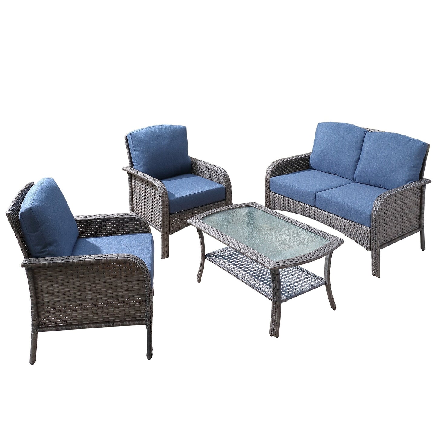 Ensemble de conversation de 4 pièces pour patio extérieur XIZZI avec table